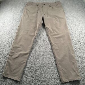 Lululemon‎ Commission Pants Men's Tan 36 Stretch Flat Front Golf Travel